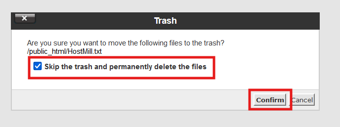 File Manager Deleting Files Step 2