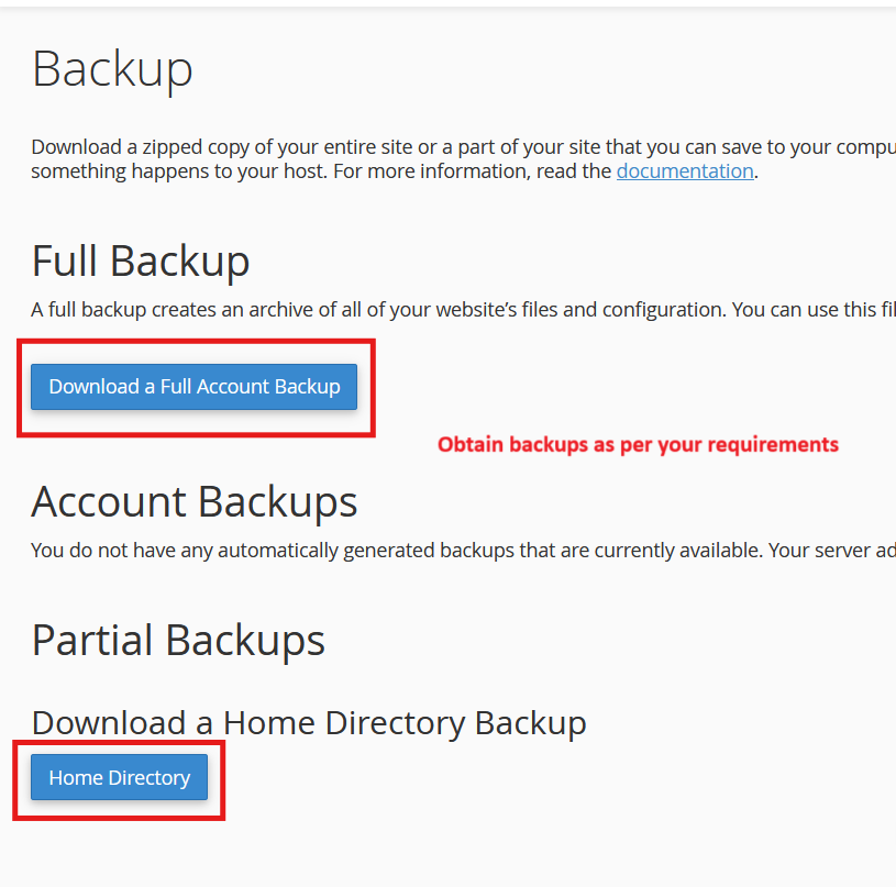 Creating Backups Using Backup Tool Step 2